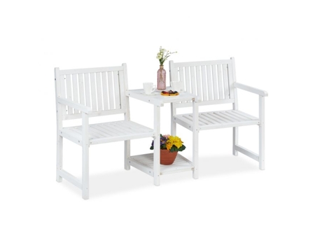 Banco de jardim branco com mesa B2X