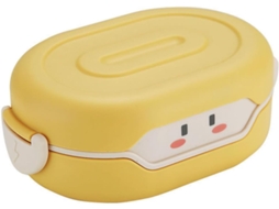 Lancheira Bento Happyyami, Amarela, Compacta E Própria Para Micro Ondas, Estojo Portátil Ideal Para Escola E Escritório