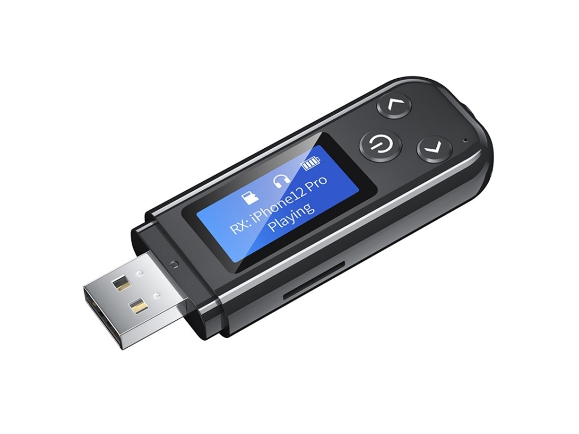 Adaptador Bluetooth para Carro ZRUXE K15 pro 2 em 1 Recetor/transmissor 5.0 com Ecrã Lcd (compatível com Usb)