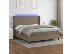 Vidaxl Cama Box Spring Colchão/led 180x200cm Tecido Cinza-acastanhado