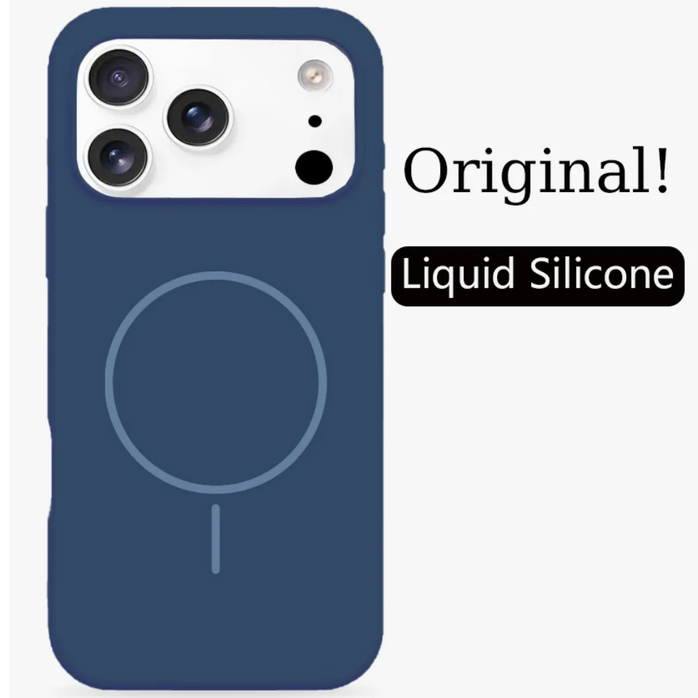 (azul, Iphone 14 Pro Max) Capa Protetora De Silicone Líquido De Alta Qualidade, Macia Ao Toque, Compatível Com Carregamento Sem Fio Magnético.