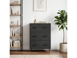 Vidaxl Gabinete De Gavetas Preto 66 X 34,5 X 89,5 Cm