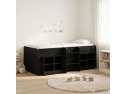 Vidaxl Cama Loft Com Armário Com Prateleira 3 Unid. Carvalho Preto