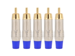 Kit de 5 conectores RCA macho com revestimento em liga de zinco e banhados a ouro CHABERLU