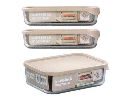 Modular Lote De 3 Recipientes De 1.2l Y 1.7l En Vidrio Templado Para Nevera Glasslock