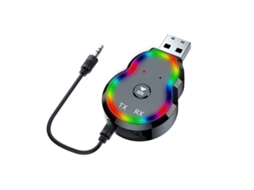 Adaptador Bluetooth 2 em 1 ZRUXE Q2 para Auto (receptor e Emissor, 20 M, Usb/3.5 Mm, Luz Ambiente, Compativel com Colunas e Auscultadores)