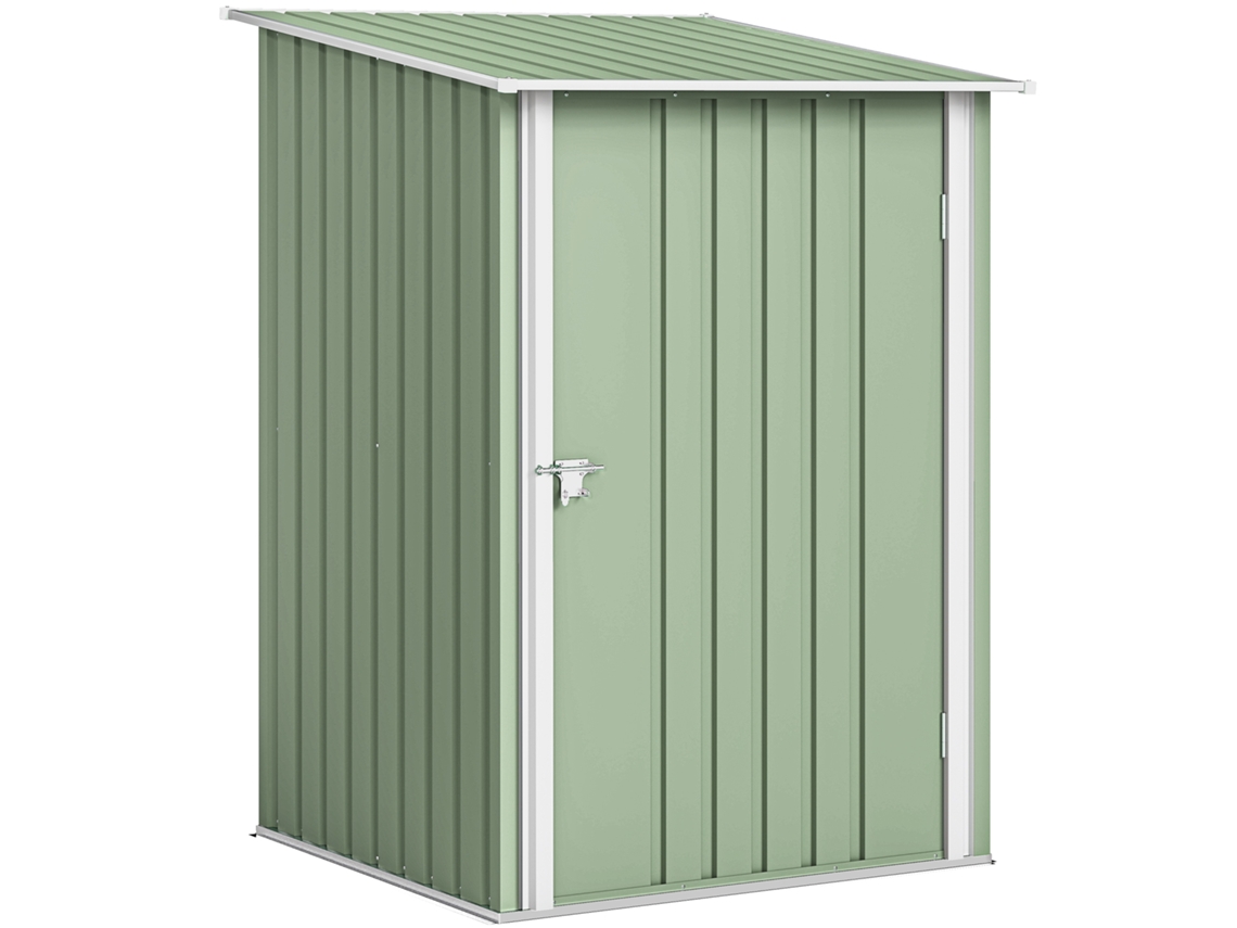 Abrigo Jardim 100x103x160 Cm Metálico 1 Porta Fecho Armazenamento Ferramentas Verde Claro