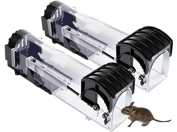 Conjunto 2 Armadilhas Para Ratos - Captura Viva - Reutilizável - Interior E Exterior - Plástico - Preto