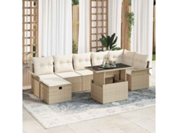 Vidaxl Conjunto De Sofá De Jardim 8 Pcs Bege Rattan Sintético