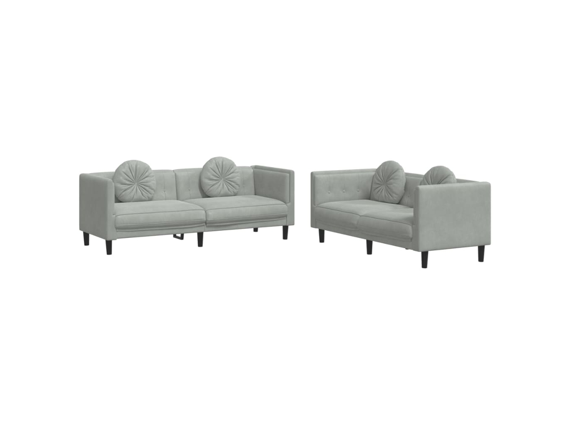 Maison Exclusive - 2 Pcs Conjunto De Sofás Com Almofadas Veludo Cinzento-claro