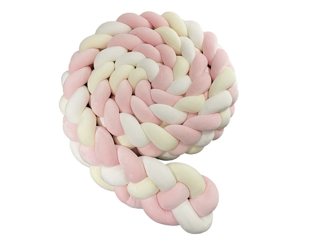 Protetor De Berço Quatro Tranças Faixa Anticolisão, Almofada Protetora Para Berço (branco, Amarelo, Rosa - 2,5 Metros) Spqment