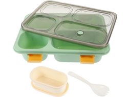 Recipiente Para Alimentos Dividido Em Pp Verde, 1300ml, Reutilizável E Compacto