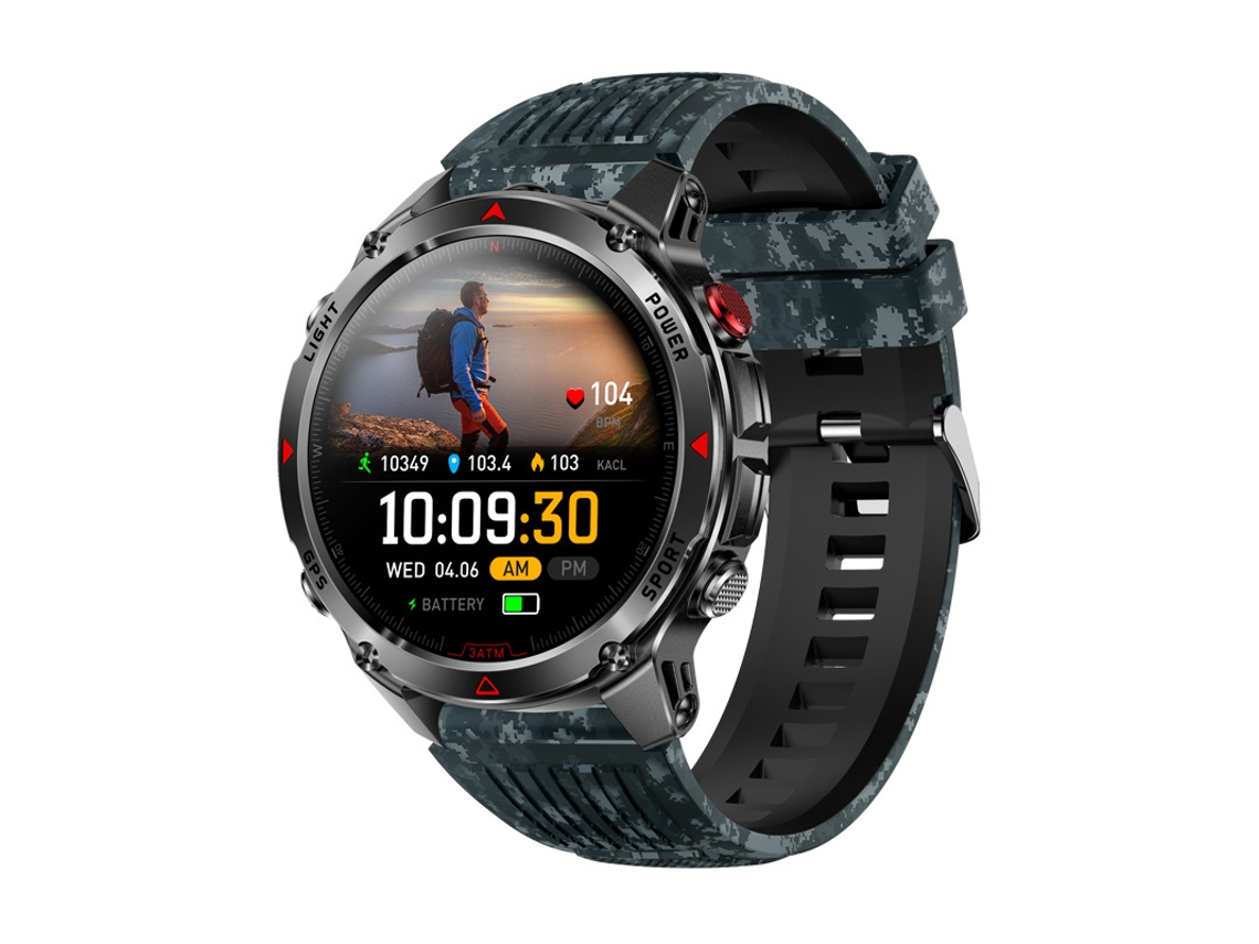 Smartwatch Gps (camuflagem Azul) Com Posicionamento De Seis Estrelas, Chamadas Bluetooth E Resistência À Água.