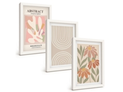 Composição De Quadros Formas Abstratas De Plantas Espelharte (3 Peças 20x30 Cm)