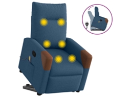 Vidaxl Poltrona Reclinável Elevatória De Massagens Tecido Azul