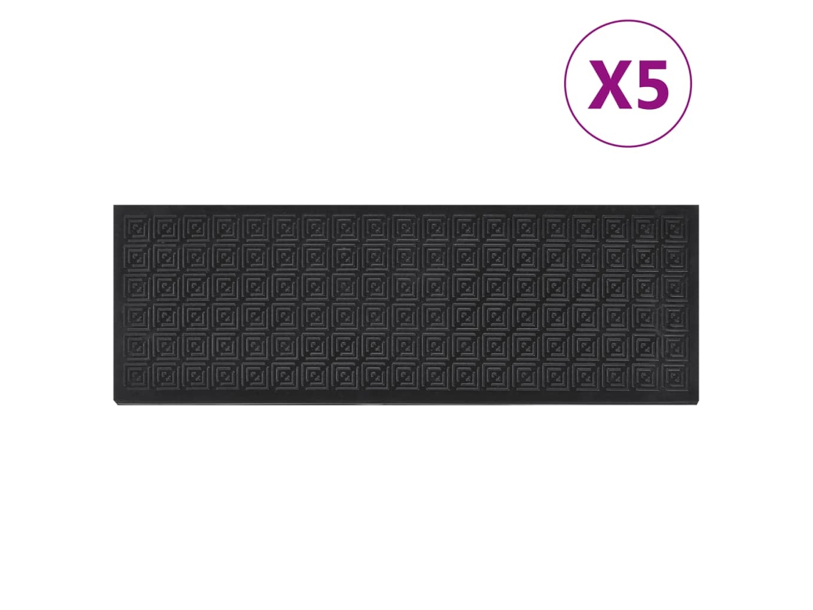 Conjunto 5 Tapetes de Escada VIDAXL Borracha 75 X 25 X 0.4 Cm