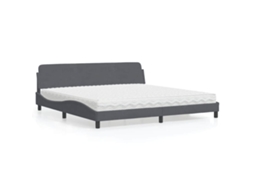 Vidaxl Cama Com Colchão Dover 200x200 Cm Veludo Cinzento-escuro