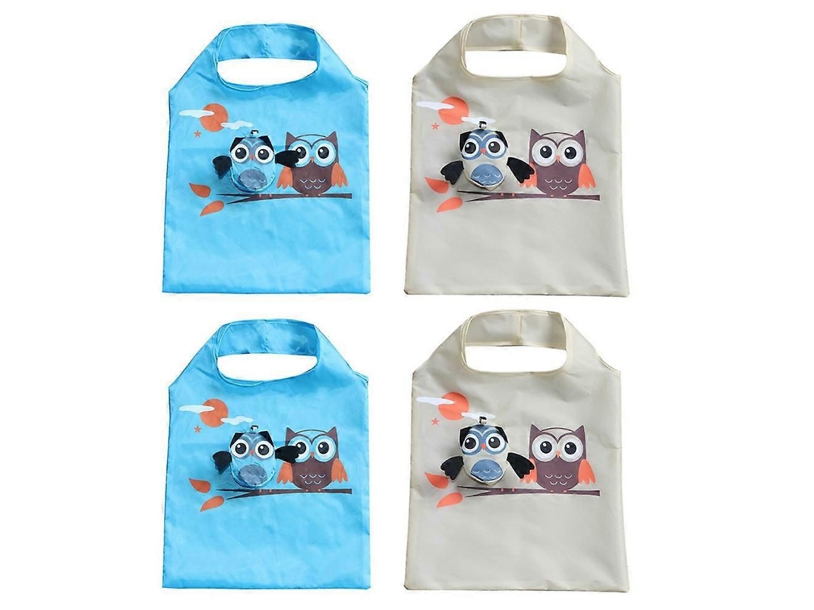 Sacola de Compras Dobrável Reutilizável em Formato de Coruja, Cores Sortidas, 57 X 37 Cm, para Mulheres e Meninas, Pacote com 4 Unidades. GOKOCO