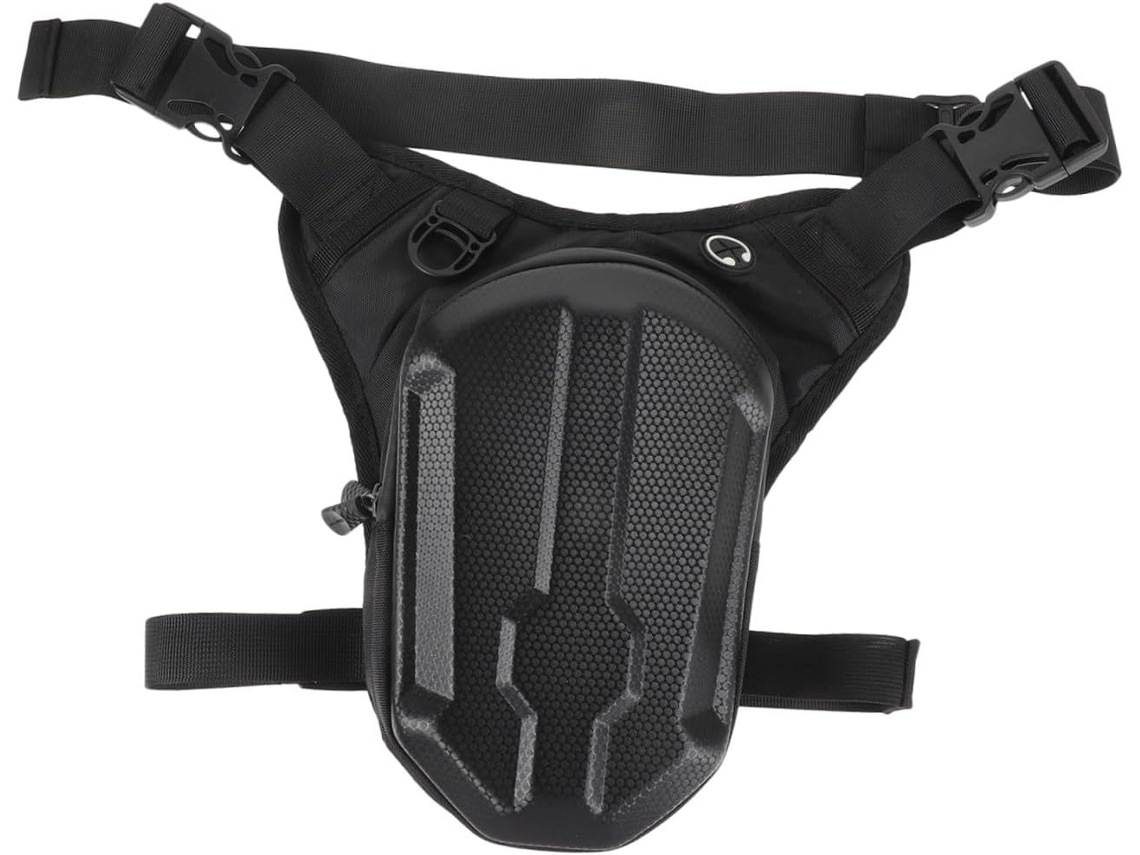 Bolsa de perna multifuncional e impermeável para motociclista com amplo espaço interno.
