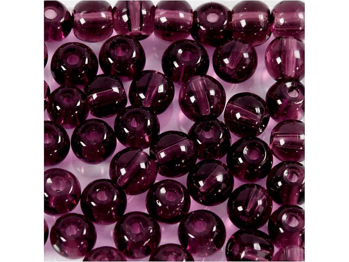 45 Contas de Vidro Facetadas Redondas 4 Mm Roxo Creotime