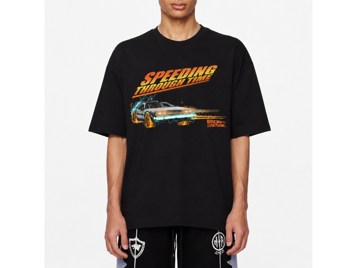 Rockinstone Back To The Future Movie Drifting Thru Time 1 Black Adult T-shirt Size:s
