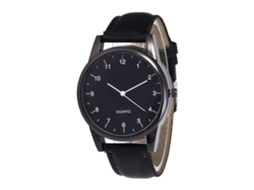 Relógio de Quartzo com Pulseira de Couro Estilo Simples Fashion para Homem (preto)