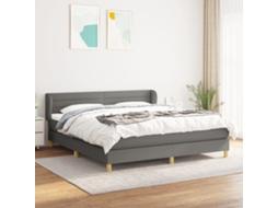 Vidaxl Cama Com Molas/colchão 160x200 Cm Tecido Cinzento-escuro
