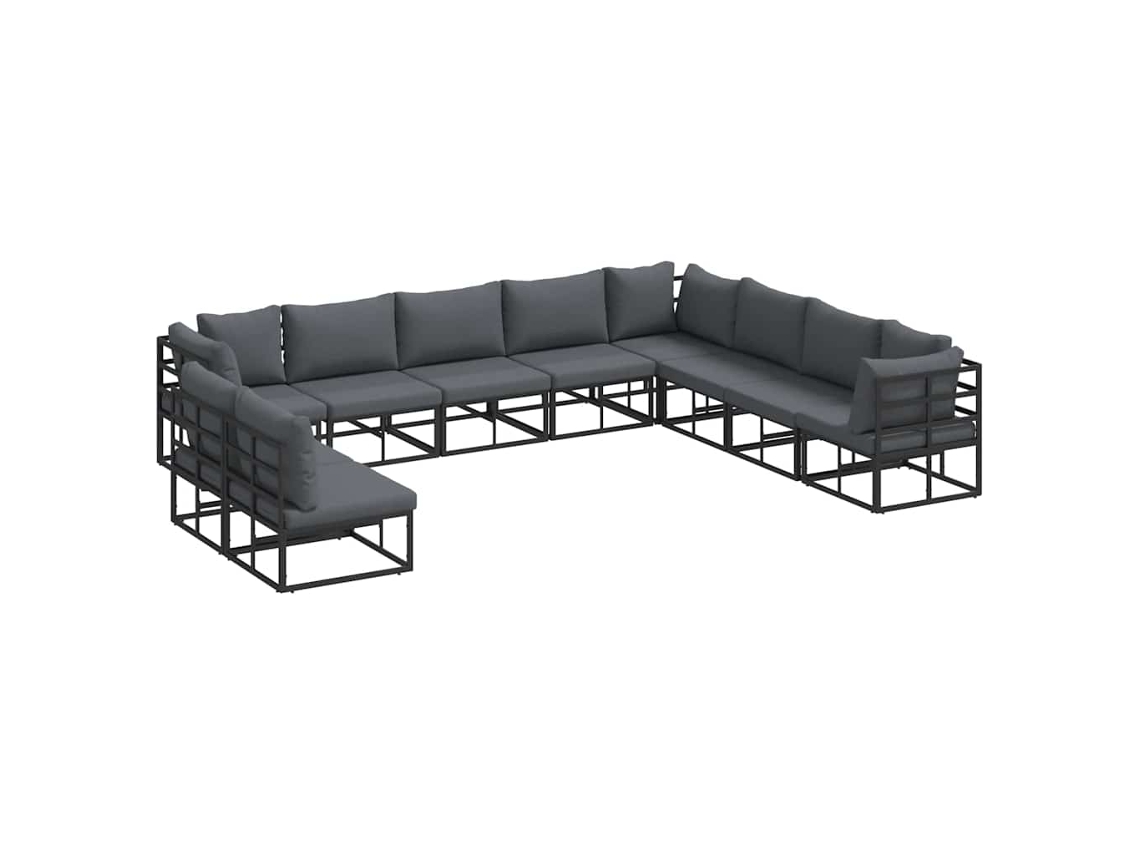Conjunto 10 Sofá De Jardim Vidaxl Preto Alumínio (353 X 283 X 71 Cm)