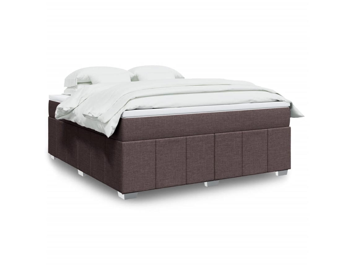 Vidaxl Cama com Molas/colchão 180x200 Cm Tecido Castanho escuro