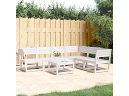 Vidaxl 6 Pcs Conjunto Sofás De Jardim Madeira De Pinho Maciça Branco