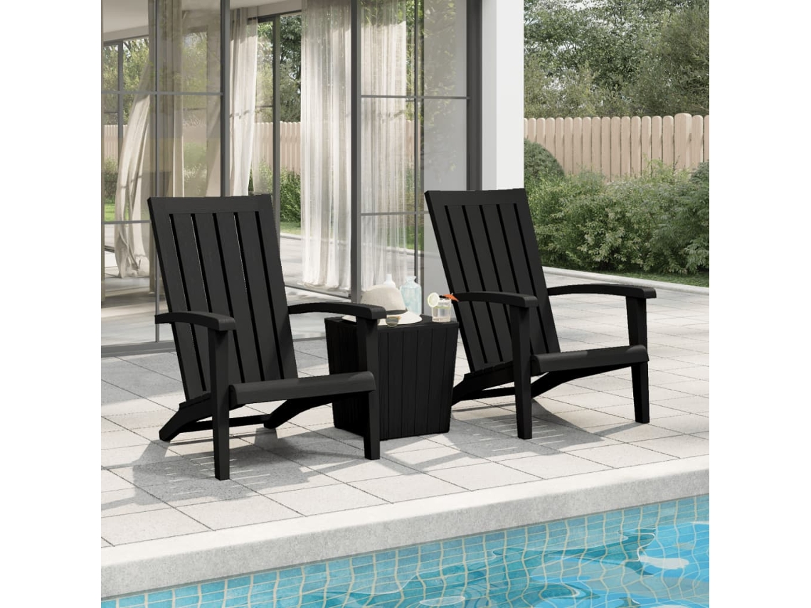 Vidaxl Cadeiras De Jardim Adirondack 2 Pcs Polipropileno Preto