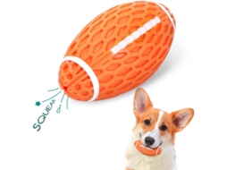 2026-pelota De Juguete Para Perros, Pelota De Rugby De Caucho Natural Indestructible Con Chicharra, 10.3*5.6cm