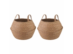 Vidaxl Cachepot Com Alças 2 Pcs Natural Ø 45 X 36 Cm 100% Erva Marinha