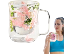Xícaras De Vidro Com Parede Dupla E Flores Secas.
