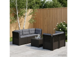 Vidaxl Sofá De Jardim De 5 Pessoas Com Almofadas Visual De Rattan Pp