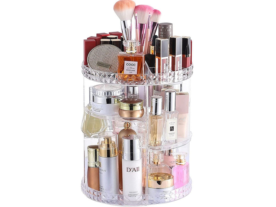 Caixa Organizadora De Cosméticos Grande, Acrílico Transparente, Giratória, Para Maquilhagem E Skincare Dureforward