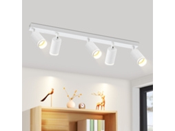 Nettlife Candeeiro De Teto Com Focos Moderno 5 Pontos Branco Gu10 Metal Ajustável 355° Sem Lâmpada Para Cozinha Sala Quarto, 25 W, Em Casa