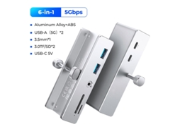 Yizhood Usb 3.2 5gbps Hub 5 Portas Transmissão de Alta Velocidade Sd Tf Card Docking Station Branco