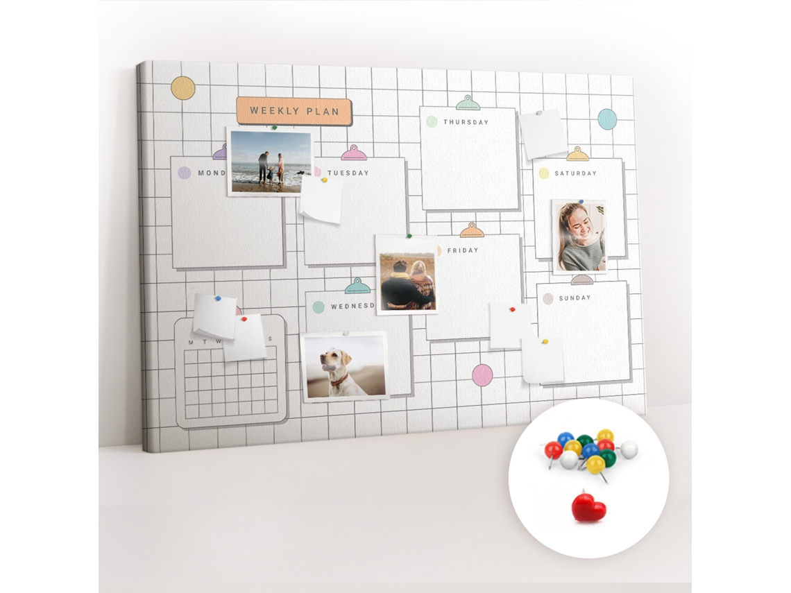 Painel De Cortiça Para Parede Plano Semanal Para O Quarto Das Crianças Espelharte (120x80 Cm)