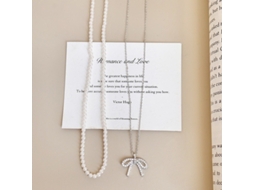 Colar com Pingente de Laço em Prata de Lei 925 , Design Requintado e Elegante com um Toque de Luxo. MDUG (ouro Branco)