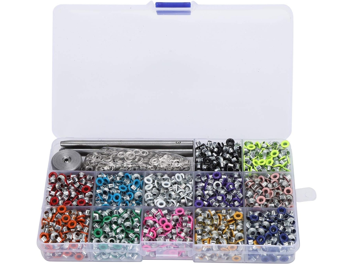 Kit De Ilhós Metálicos Coloridos Com Ferramenta Instalação, Conjunto