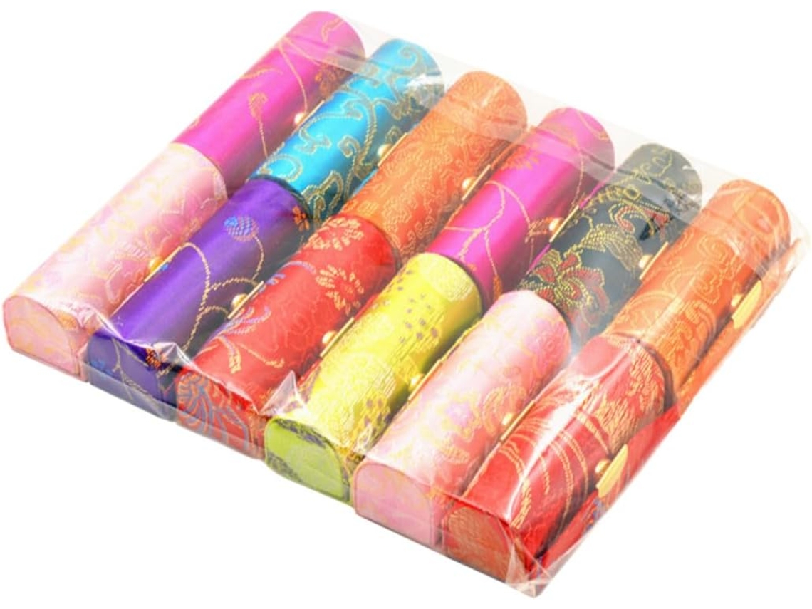 Conjunto De 12 Estojos De Batom Com Espelho Bordado, Compactos E Portáteis.
