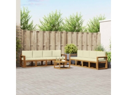 Vidaxl Conjunto De Sofás Para Exterior 9 Unid. Natural E Creme