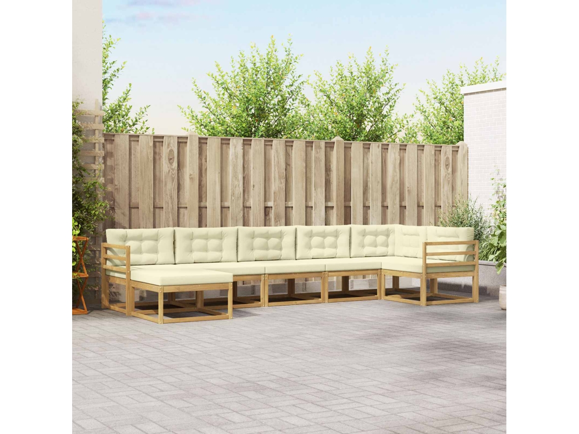 Vidaxl Conjunto De Sofás Para Exterior 7 Unid. Branco E Creme
