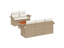 Conjunto 6 Sofá Modular Vidaxl Bege Vime Pe (55 X 55 X 37 Cm)