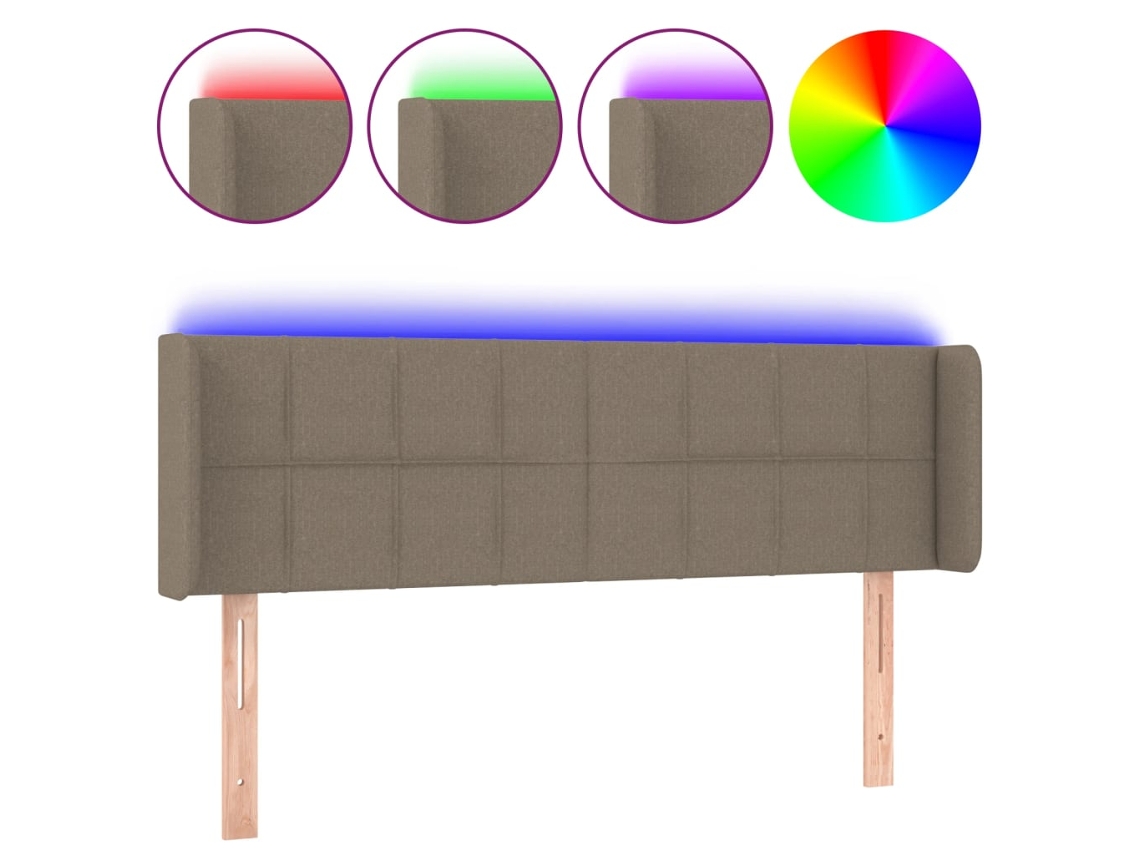 Led Headboard, Led Headboards Vidaxl Cinzento-acastanhado Tecido (147 X 16 X 78/88 Cm)