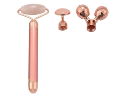 Rolo De Jade Para Rosto 3 Em 1 Vibrador Elétrico Massager De Quartzo Rose Gold