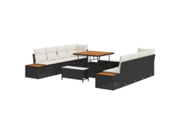 Conjunto 11 Conjunto De Sofá De Jardim Vidaxl Preto Vime Pe (100 X 100 X 71 Cm)