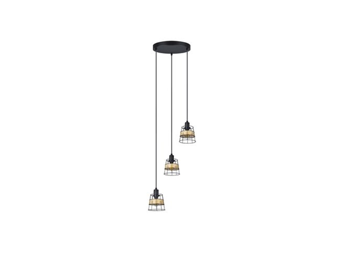 Plafon Burano 3 Luzes Forja/rattan 25x33 Cm Fabrilamp