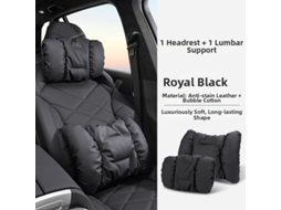 Conjunto de Almofadas de Apoio para Pescoço e Lombar HENTEN HOME Material de Couro Resistente a Manchas, Suporte Macio e Resiliente Preto